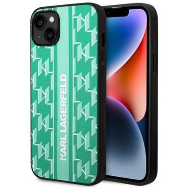 KARL LAGERFELD Zaštitna futrola Monogram Stripe, za iPhone 14 Plus 6,7", zelena